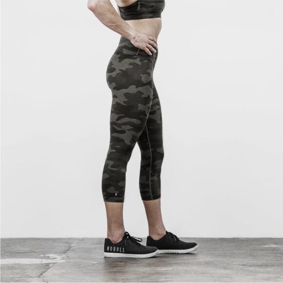 Nobull High Heather Crop Legging Green Carbon Camo Athletic Workout Pants Size M - Picture 2 of 12